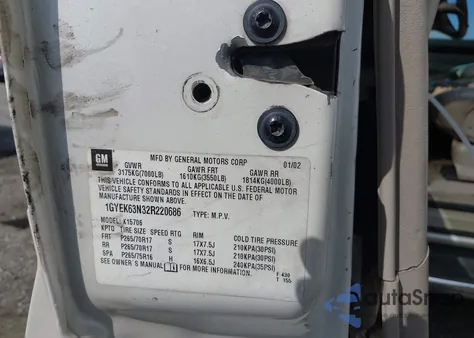 2002 Cadillac Escalade Standard z USA, uszkodzony, nr VIN 1GYEK63N32R220686